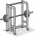 An isometric illustration of a squat rack