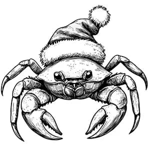 Illustration of a crab wearing a Santa hat