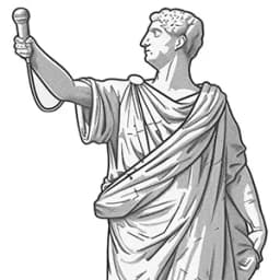 Illustration of a marble statue of a Roman orator holding a microphone